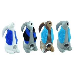 Lapin silicone fumer pipe à main ensembles de verre à fumer 3 9 pouces tabac capiteux tuyaux à main tuyau d'eau goutte de tuyau