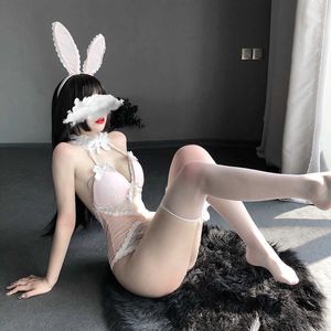 Lapin Queue Transparent Body Bandeau Jambe Anneau 3pcs Ensemble Sexy Tenues Bunny Girl Anime Lingerie Cosplay Costumes avec Mignon Y0913