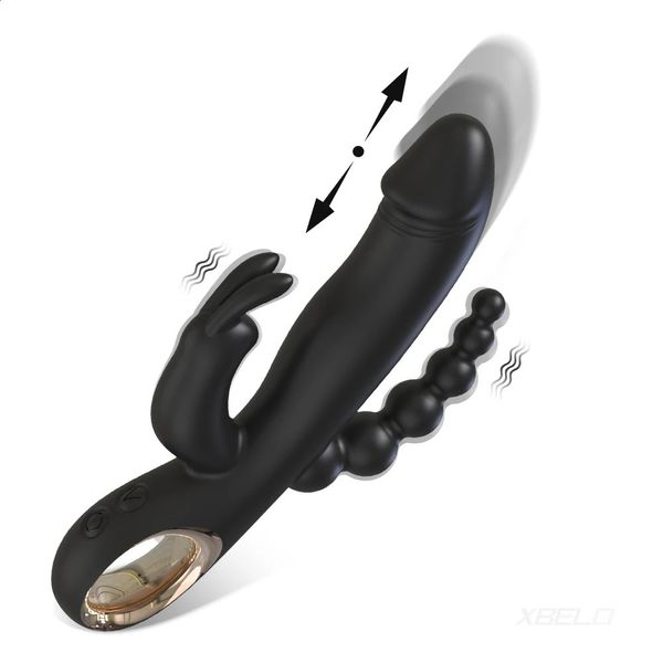 Vibrador de empuje de conejo para mujeres telescópicas gspot automáticas Estimulador de clítoris femenino juguetes sexuales mujeres adultos 240326