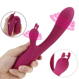 Vibratrice de lapin 10 vitesses G Dildo Silicone imperméable Clitoris Stimulator Vagin Massageur Sex Toys for Women 240403