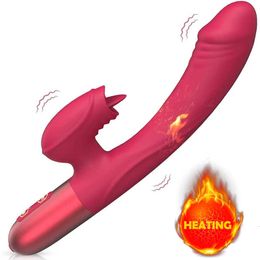 Lapin vibrateur gode femmes Vaginal g Spot langue léchant réaliste Anal vibrant clitoridien Clitoris Stimulationchauffé jouet sexuel adulte