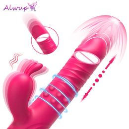 Rabbit Vibrator voor Vrouwen Vagina GSpot Tepel Clitoris Stimulator Stak Telescopische Roterende Dildo Volwassen Sexy Speelgoed 240227