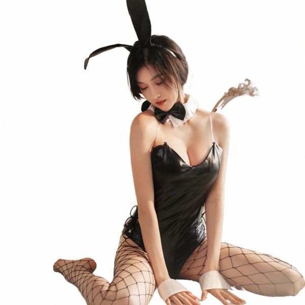 Lapin Femme Faux Cuir Combinaison Lapin Fille Costume KDA ALL OUT Costume Sexy Cosplay pour Femmes Costumes Jeu Party Maid Ensembles Sexe Y04B #