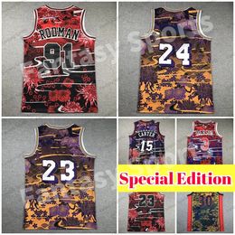 Rabbit Year basketbalshirt Stephen Curry 91 Dennis Rodman 3 Allen Iverson 15 Vince Carter Klassiek shirt 23 24 91 15 30 Herentruien Speciale editie