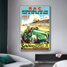 Póster de relojes deportivos RAC de junio de 1937, lienzo impreso, decoración de pared nórdica para el hogar, imagen artística para sala de estar sin marco