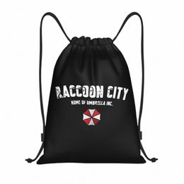 Racco City Home Of Umbrella Corporati Corp Trekkoord Rugzak Sport Sporttas voor Mannen Vrouwen Video Game Training Sackpack Y6w3 #