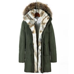 Capucha de piel de mapache Parkas chaqueta de invierno abrigos largos prendas de vestir para hombre abrigos chaquetas de nieve engrosamiento cálido ropa de talla grande 2017 4XL 5XL