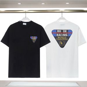 Race Patch Tee Mens Designer T-shirt Custom Classic Fit katoenen T-shirt met een ribbed halslijn en korte mouwen beschikt