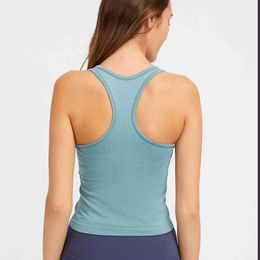Racerback tanktop L-191 knus fit mouwloze yoga shirt outfits geborsteld vrouwen workout top sportshirt met gewatteerde beha