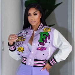 Racing Baseball Varsity Jacket Été Y2K Streetwear Mode Vêtements Femmes Recadrée Cyber Racer Vestes Letterman Crop Coat 240117