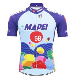 Vestes de course 2021 Maillot de cyclisme rétro pour hommes manches courtes bleu qualité Sports de plein air vélo vtt vêtements de vélo de route