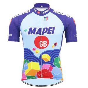 Vestes de course 2021 Maillot de cyclisme rétro pour hommes manches courtes bleu qualité Sports de plein air vélo vtt vêtements de vélo de route