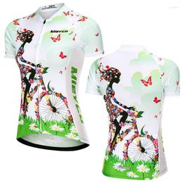 Racing Jackets 2022 Women Cycling Jersey Ademend MTB Clothing Pro Team Short Sleeve Fiets Sports Tops voor Girls Shirt