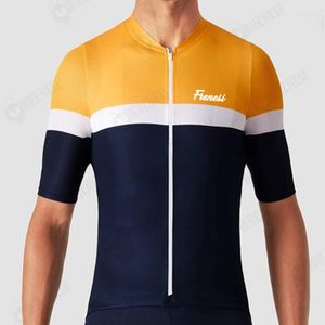 Racing Jackets 2023 Frenesi Lines Ademende fietslijtage Shirts Summer Retro Cycling Jersey Maillot Korte Mouw Road Bike Clothing Men