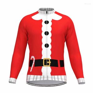 Racing Jackets 2023 Spring And Autumn Men's Christmas Team Long Sleeve Cycling Jersey Red