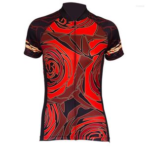 Racing Jassen 2023 Team Fietsshirt Dames Zomer Korte Mouw Rood Meisje Fietskleding Rose Flowerbike Wear