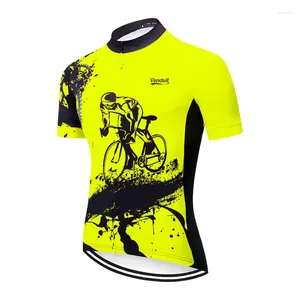Vestes de course 2024 Couleur d'été Men de courte manches cyclistes Jersey Polyeste Vêtements de vélos à vélo MTB rapide Ciclismo Shirts Bike