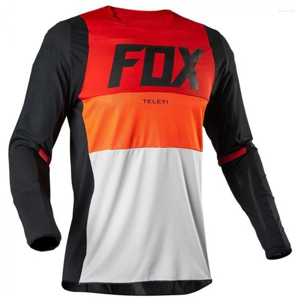 Vestes de course 2024 Fox Teleyi Manches longues Downhill Jersey VTT Chemises de vélo Offroad DH Motocross Sportwear Vêtements de cyclisme Vêtements