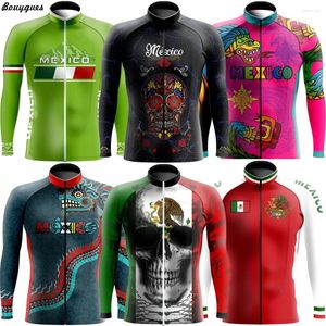 Racing Jackets 2024 Team Pro Mexico Cycling Jersey Set Long Sleeve Mountain Bike Clothing Ademend MTB Bicycle Kleding Wear voor MANS
