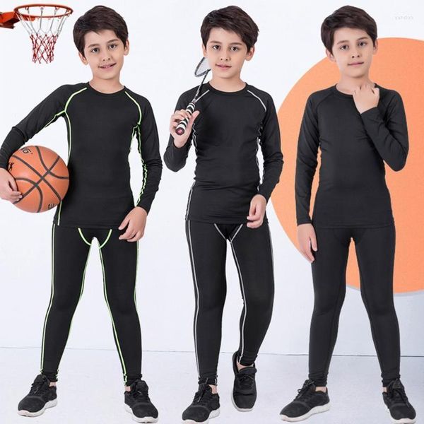 Chaquetas de carreras 2pc Niños Chándal Ropa deportiva Fitness Compresión Traje deportivo Ropa Correr Jogging Ropa deportiva Ejercicio Entrenamiento Medias