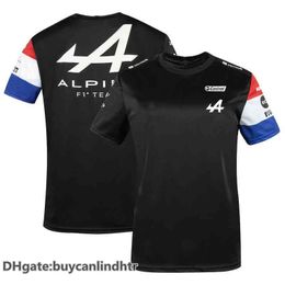 Vestes de course Alpine F1 Team Motorsport T-Shirt Bleu Noir Merchandise Jersey Teamline Chemise à manches courtes Vêtements T-shirts