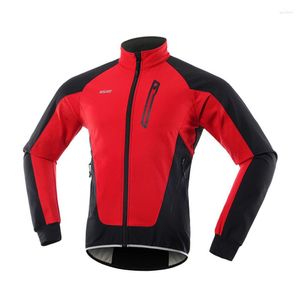 Vestes de course ARSUXEO Veste de cyclisme d'hiver Polaire thermique Warm Up Vêtements de vélo de montagne Coupe-vent Imperméable Maillot de vélo de route Équitation