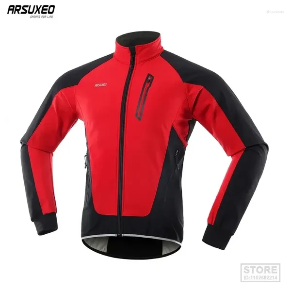 Vestes de course arsuxeo veste de vélo d'hiver thermique thermique réchauffage à vélo de vélo de vent.