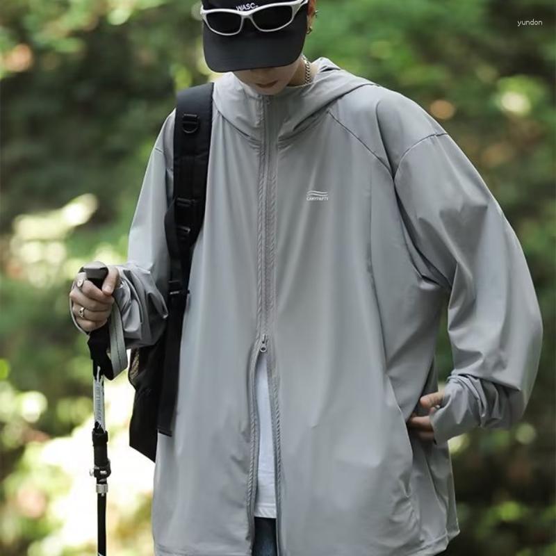 Rennjacken Herbst Outdoor UPF50 Eiskühles Gefühl Sonnenschutzkleidung Jacke Japanische Kapuze UV-Schutz Leicht winddicht