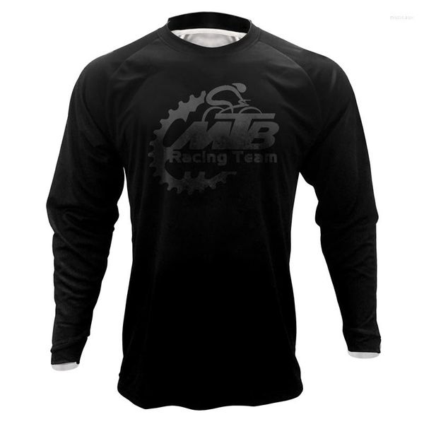 Chaquetas de carreras personalizadas con estampado de transferencia de calor, camiseta para mujer, Jersey MTB, ropa para motocicleta, ropa para hombre, manga larga, negro