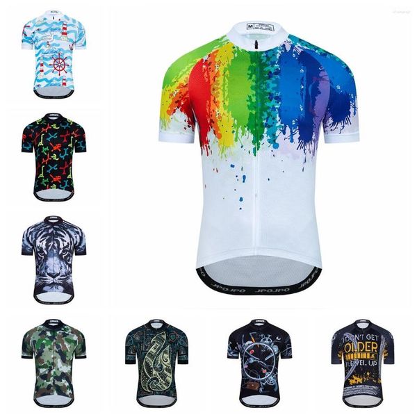 Racing Vestes Cyclisme Jersey Hommes Vélo Top Vélo Équitation Vêtements Montagne Route VTT Chemise Poche Été Cycliste Vêtements Tenues Coloré