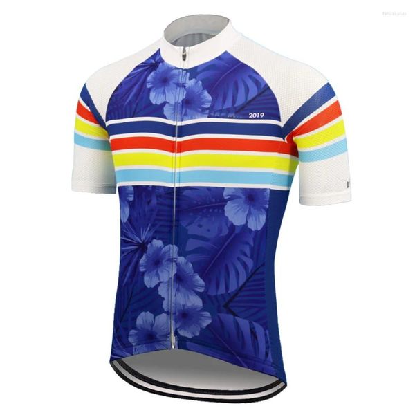 Vestes de course Maillot de cyclisme Hommes Manches courtes Équipe Bleu Vêtements de vélo VTT Ropa Ciclismo Triathlon Vêtements de vélo