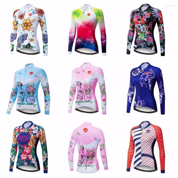 Vestes de course à manches longues Jersey Bike féminin 2024 Road Mtb Bicycle Clothing Mountain Team Maillot Shirts Ropa Ciclismo