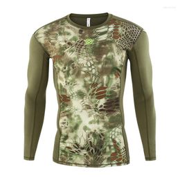 Vestes de course ESDY Camouflage tactique à manches longues T-shirts de sport Python élastique léger randonnée en plein air cyclisme chasse fond