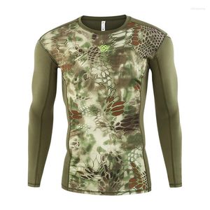 Vestes de course ESDY Camouflage tactique à manches longues T-shirts de sport Python élastique léger randonnée en plein air cyclisme chasse fond