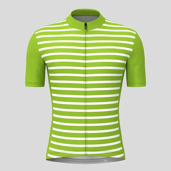 Chaquetas de carreras Moda Raya Mangas cortas Jerseys de ciclismo 2023 Ropa de verano Camisa de bicicleta de carretera de montaña Tops de bicicleta de secado rápido