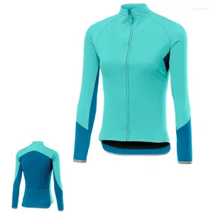 Vestes de course Mode Femme Manches longues Cyclisme Jersey Chemise Route Vélo Pull Downhill Veste Porter Anti-UV Top Camping Vélo Bleu