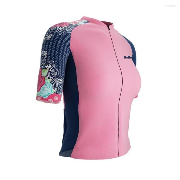 Chaquetas de carreras flor Ciclismo Jersey mujer moda manga corta bicicleta de carretera camisa Mtb ropa triatlón Ciclismo Bello ciclista