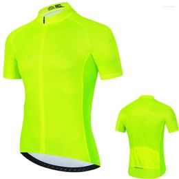 Vestes de course Fluorescence Jaune Été Cyclisme Jersey Chemise Sport Vélo Ropa Ciclismo Pro Team VTT Vélo JerseyCycling Wear