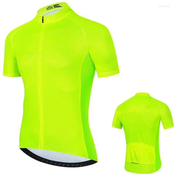 Chaquetas de carreras Fluorescencia Amarillo Verano Ciclismo Jersey Camisa Deporte Bicicleta Ropa Ciclismo Pro Team MTB Bike JerseyCycling Wear