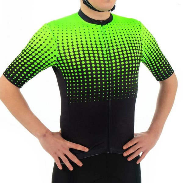 Jackets de carreras Fualrny fluorescente ciclismo verde jersey bike bicicleta de verano para hombres puntos de peso mosca mtb ropa transpirable ropa de bicicleta