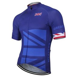 Vestes de course Grande-Bretagne Maillot de cyclisme Hommes Vélo Route Course de montagne Hauts bleus Vêtements de vélo Vêtements d'équitation Été Respirant