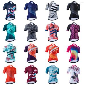 Racing Jackets Hoogwaardige 2023 Cycling Jersey Women Pro Team Race Fit Short Sleeve Summer Ademende MTB Bike Shirt Mujer