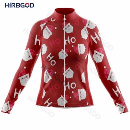 Vestes de course Hirbgod 2022 Red Migne Blanc Blanc Christmas Christmas Maillot de cyclisme à manches longues automne