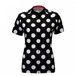 Vestes de course HIRBGOD 2023 Mignon Dot Femmes Manches Courtes Cyclisme Jersey Équipe Respirant Noir Vêtements De Vélo Simple Camisa Ciclismo NR245