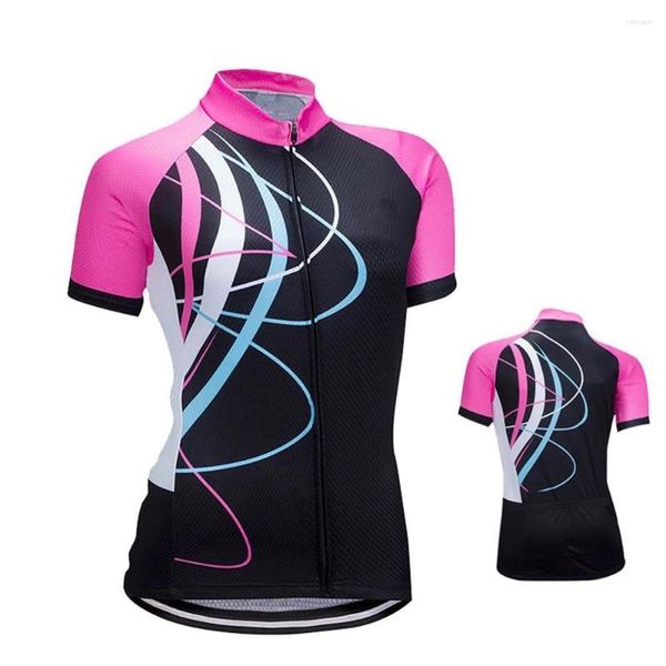 Racing Vestes HIRBGOD 2023 Femmes Noir Maillot De Cyclisme Équipe De Sport En Plein Air À Manches Courtes Vélo Chemise D'été À Rayures Vêtements TYZ007-01