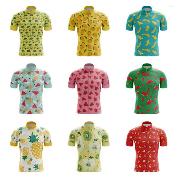 Chaquetas de carreras HIRBGOD, camiseta de ciclismo de verano para hombre para la serie de frutas, ropa deportiva de manga corta para bicicleta, ropa transpirable para montar