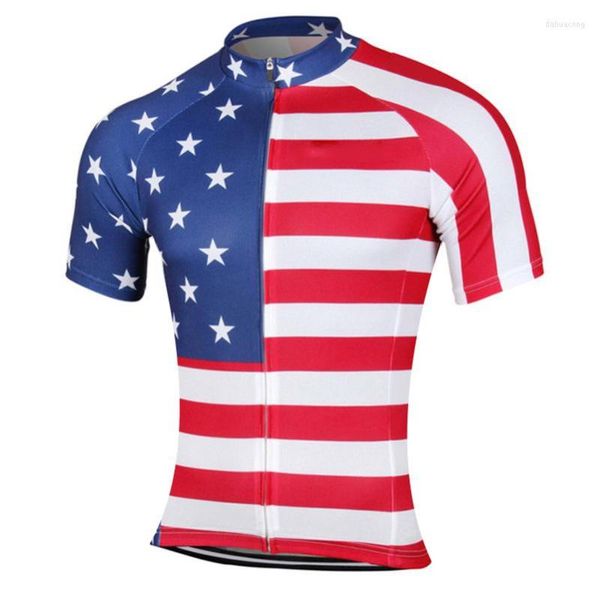 Chaquetas de carreras HIRBGOD EE. UU. Bandera nacional Ciclismo Jersey 2023 Verano Manga corta Camisa de bicicleta Patrón de estrella Equipo Ciclismo Hombre HK068