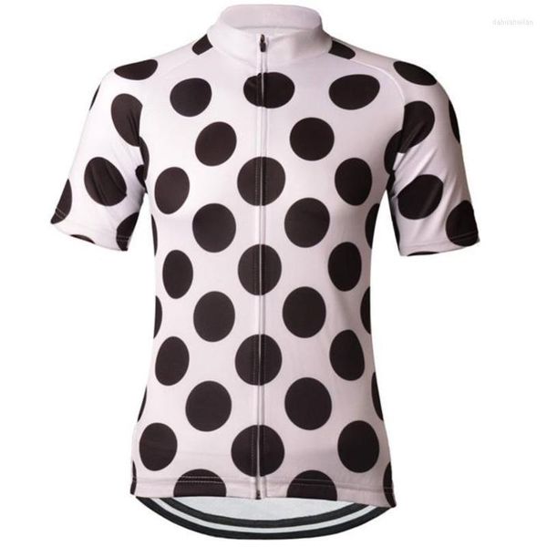 Giacche da corsa HIRBGOD Maglia da ciclismo a manica corta da donna Estate 2023 Abbigliamento da bicicletta a pois carino Rosa Traspirante DH Bike Top NR256