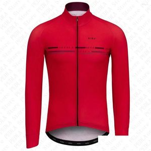 Racing Jackets Hiru Men Cycling Jersey Spring herfst Dunne lange mouw snel droge fiets top maillot mtb road kleding ciclismo drop deliv otecu