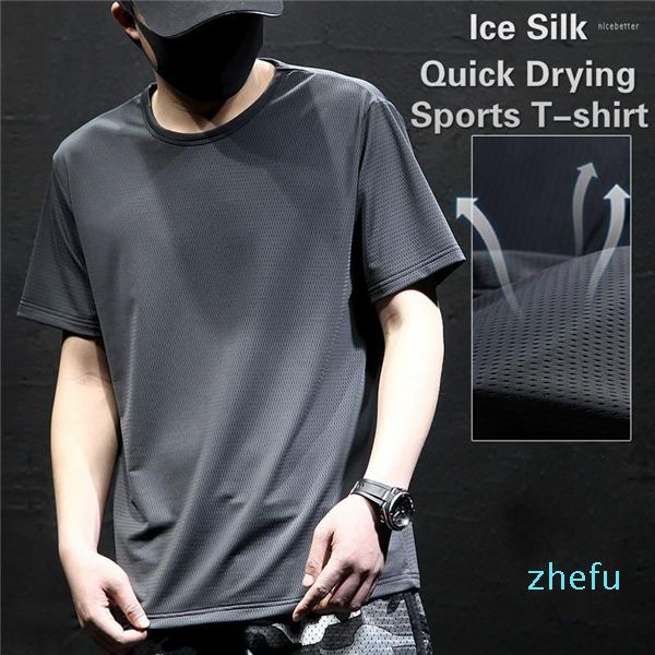 Vestes de course T-shirt de cyclisme en soie de glace Été Équipement pour hommes Mince Cool Respirant Séchage rapide Sports Essentiel Haut à manches courtes